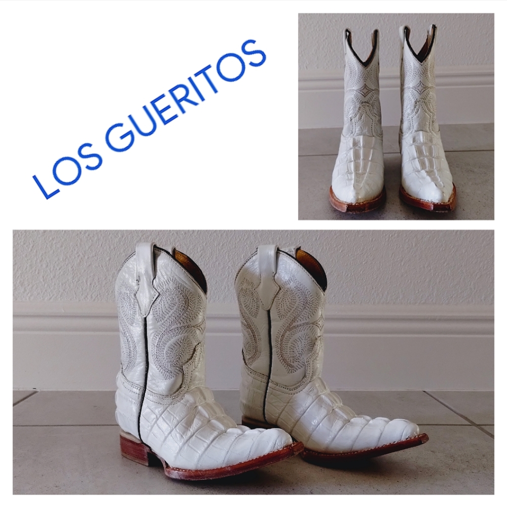 White Leather Alligator Boots
